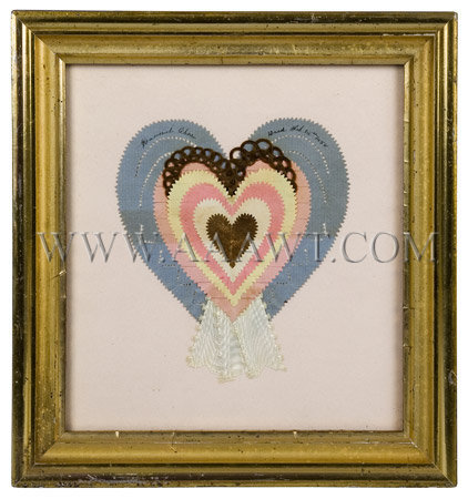Antique Love Token, Hannah Chase Ward, Paper and braided hair, entire view